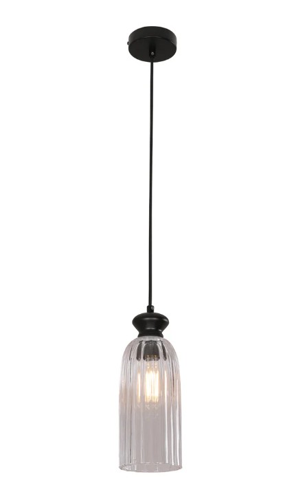 SINO Black Ellipse Clear Glass Shade Pendant Light